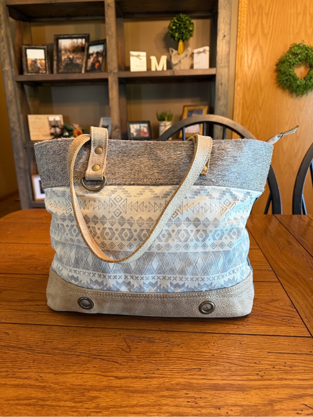 Myra bag Neutral Patterned Women's Tote Bag - Cream Gray